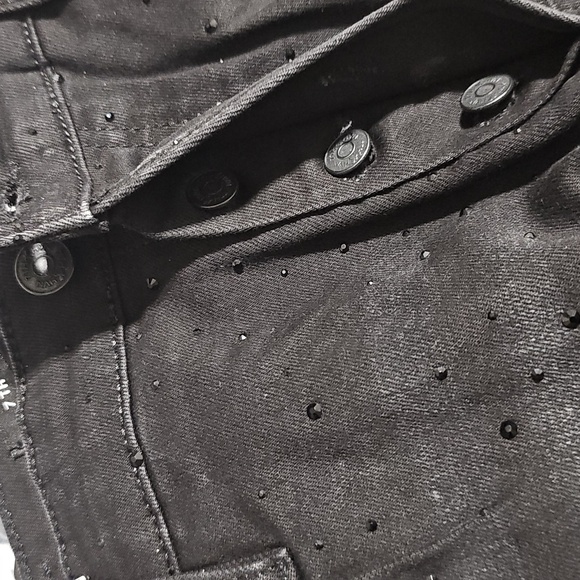 NWT 7TH HVN Crystal Stargaze Jet Jeans Black Denim 34 Skinny Embellished Slim - Picture 14 of 14